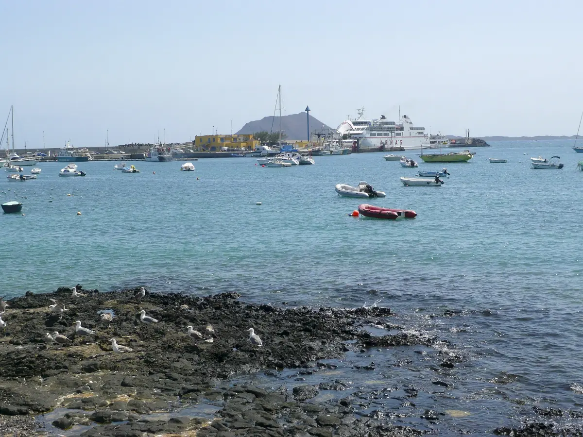 Barcos en el puerto de Corralejo